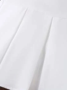SHEIN 女孩帶扣細節百褶半身裙 - 白色 - 查看 4