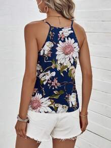 SHEIN LUNE 印花缺口領吊帶上衣 - 寶藍色 - 查看 2