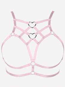 Sujetador arnés aro de corazón detalle - Rosa Pálido - Ver 1