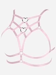 Sujetador arnés aro de corazón detalle - Rosa Pálido - Ver 3