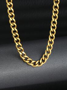 1pc Kids Minimalist Stainless Steel Chain Necklace For Gift - Yellow Gold - View 1