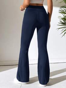 SHEIN PETITE Quần nữ Bất đối xứng màu trơn Giải trí - Màu xanh hải quân - Xem 2