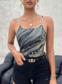 SHEIN Privé Áo khoác và áo lót dành cho xe tăng nữ Chuỗi Đá hoa Giải trí - Nhiều màu - Xem 4