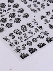 3D Đen Lá Nhãn Dán Móng Tay Vật Tổ Thiết Kế Hoa Thanh Trượt Cho Móng Tay Nghệ Thuật Decal Trang Trí - màu đen - Xem 5