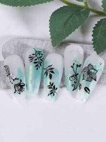 3D Đen Lá Nhãn Dán Móng Tay Vật Tổ Thiết Kế Hoa Thanh Trượt Cho Móng Tay Nghệ Thuật Decal Trang Trí - màu đen - Xem 6