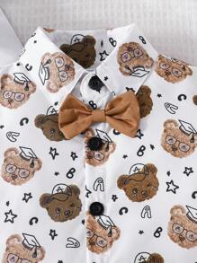 Baby Boy Bear Print Bow Front Shirt & Shorts - Multicolor - View 3