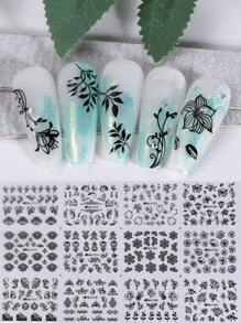 3D Đen Lá Nhãn Dán Móng Tay Vật Tổ Thiết Kế Hoa Thanh Trượt Cho Móng Tay Nghệ Thuật Decal Trang Trí - màu đen - Xem 9