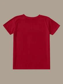 SHEIN Essnce Plus Slogan Graphic Summer Tee Enjoy The Little Things - Red - View 2