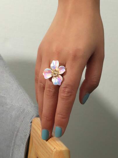 1pc Fashion Flower Decor Ring For Women For Daily Decoration