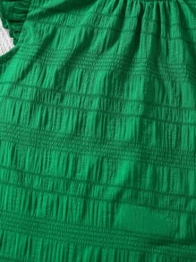 SHEIN Young Girl Frill Neck Ruffle Trim Keyhole Back Blouse - Green - View 3