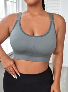 Yoga Basic Plus Criss Cross Back Sports Bra - Grey - View 2
