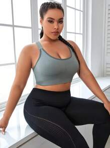 Yoga Basic Plus Criss Cross Back Sports Bra - Grey - View 4