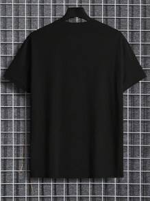 Manfinity Dauomo Men Cotton Letter Graphic Tee - Black - View 2
