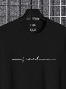Manfinity Dauomo Men Cotton Letter Graphic Tee - Black - View 4