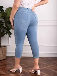 SHEIN Frenchy Plus Skinny Jeans - Light Wash - View 2