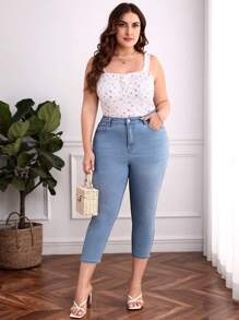 SHEIN Frenchy Plus Skinny Jeans - Light Wash - View 3