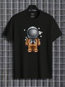 Nam Áo thun Bông Đồ họa Hoạt hình - màu đen - Xem 1