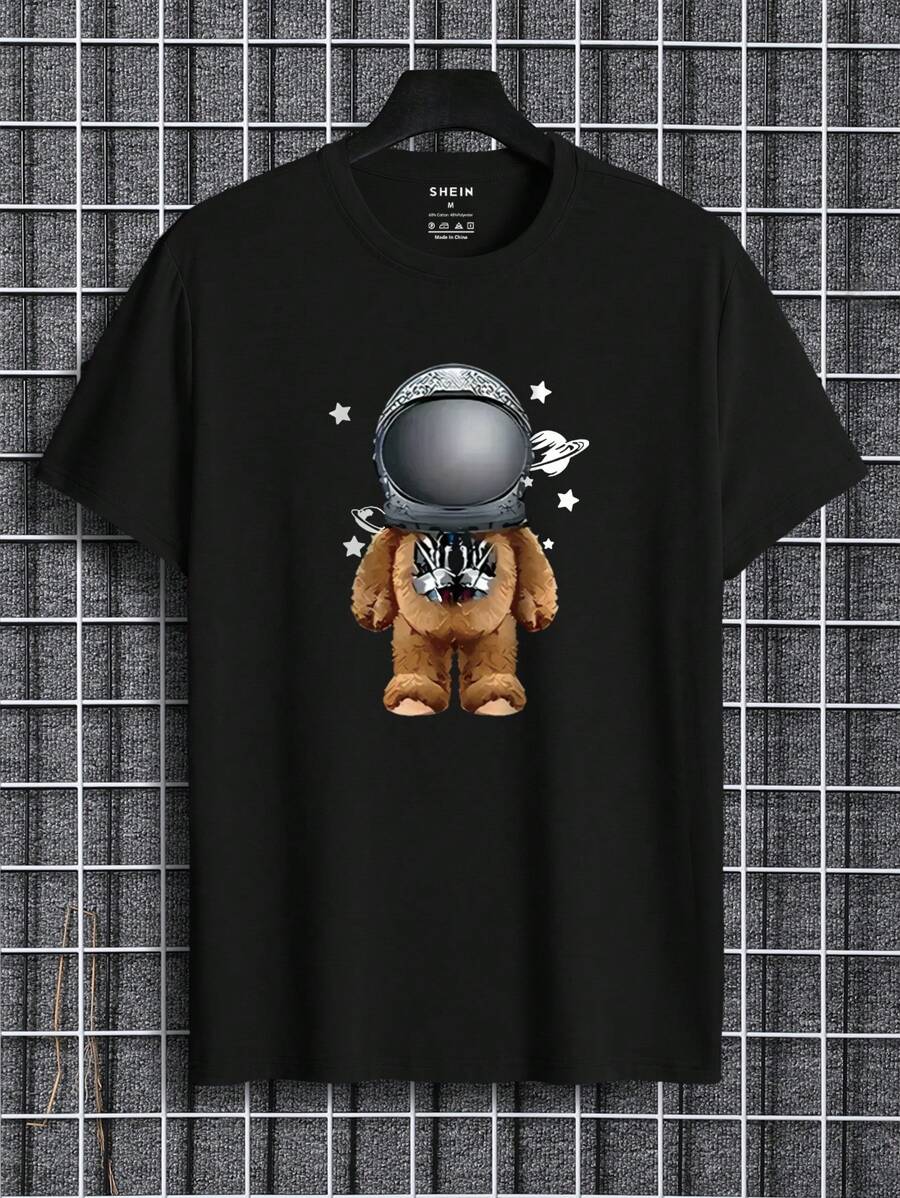 Nam Áo thun Bông Đồ họa Hoạt hình - màu đen - Xem 1