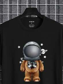 Nam Áo thun Bông Đồ họa Hoạt hình - màu đen - Xem 4