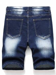 Manfinity LEGND Hombres Shorts en mezclilla algodón desgarro con lavado