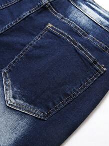 Manfinity LEGND Hombres Shorts en mezclilla algodón desgarro con lavado