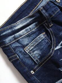 Manfinity LEGND Hombres Shorts en mezclilla algodón desgarro con lavado