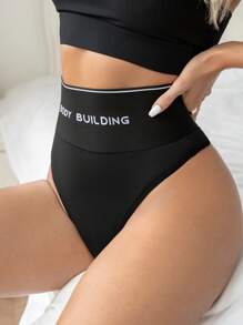 Bragas faja con estampado de letra de cintura ancha