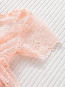 SHEIN Đạo cụ chụp ảnh cho trẻ sơ sinh Tương phản ren Xù màu trơn - Màu Hồng baby - Xem 6