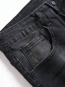 Manfinity LEGND Men Cotton Ripped Frayed Cat Whisker Washed Skinny Jeans - Black - View 6