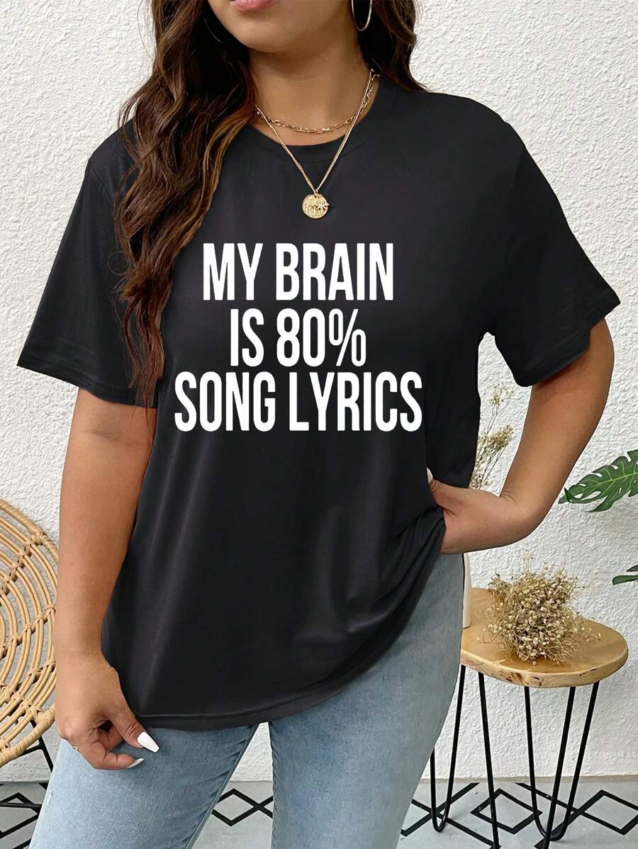 Áo thun Plus size Slogan Giải trí - màu đen - Xem 1