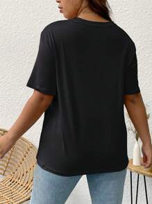 Áo thun Plus size Slogan Giải trí - màu đen - Xem 2