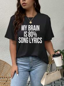 Áo thun Plus size Slogan Giải trí - màu đen - Xem 4