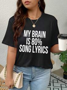 Áo thun Plus size Slogan Giải trí - màu đen - Xem 5