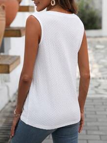 SHEIN LUNE 素色口袋貼布背心上衣 - 白色 - 查看 2