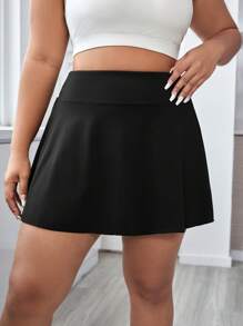 Gameset SHEIN Sport Plus High Waist Sports Skort With Phone Pocket - Black - View 4