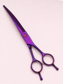 1pc Stainless Steel Pet Grooming Scissors For Cats & Dogs - Purple - View 1