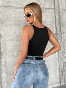 SHEIN Privé 素色吊帶上衣 - 黑色 - 查看 2