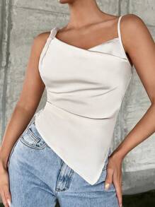 Chiquease Solid Asymmetrical Hem Top
