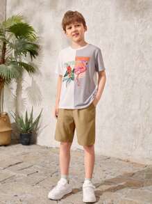 SHEIN Quần Short Trai Nút Túi màu trơn Giải trí - Màu Khaki - Xem 7