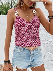 SHEIN LUNE 全身印花环扣吊带背心 适合新年服装 新年女装