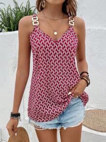 SHEIN LUNE 全身印花环扣吊带背心 适合新年服装 新年女装