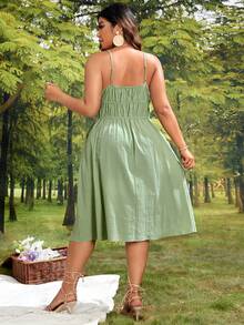 SHEIN VCAY Vestido de tirantes pecho con fruncido