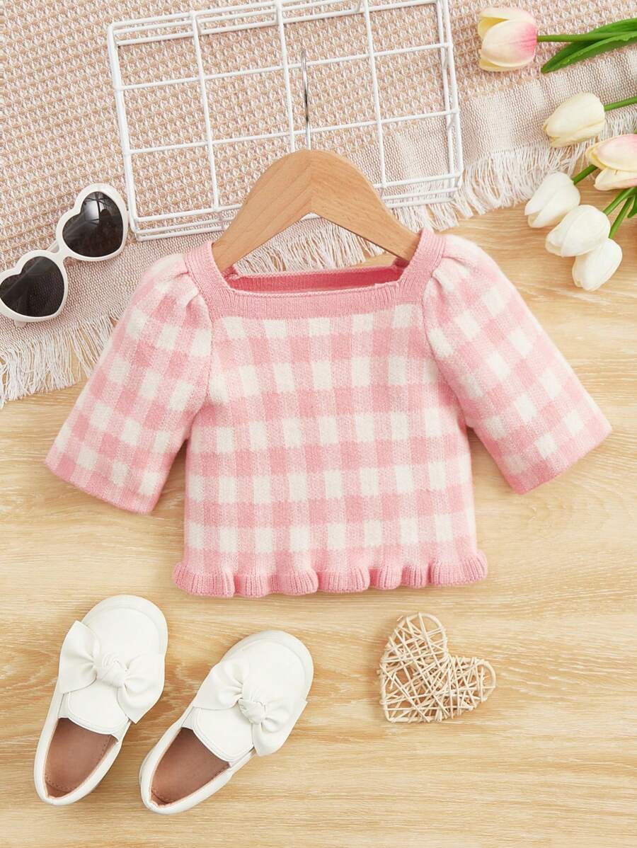 Toddler Girls Gingham Pattern Jumper - Multicolor - View 1