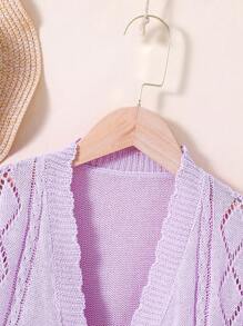 小女童網眼針織開襟開衫 - 紫丁香色 - 查看 3