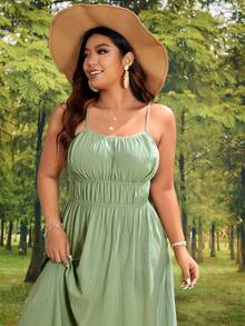 SHEIN VCAY Vestido de tirantes pecho con fruncido