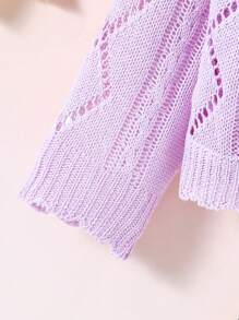 小女童網眼針織開襟開衫 - 紫丁香色 - 查看 5