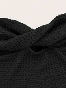 SHEIN ICON Twist Front Cut Out Tube Top - Black - View 4