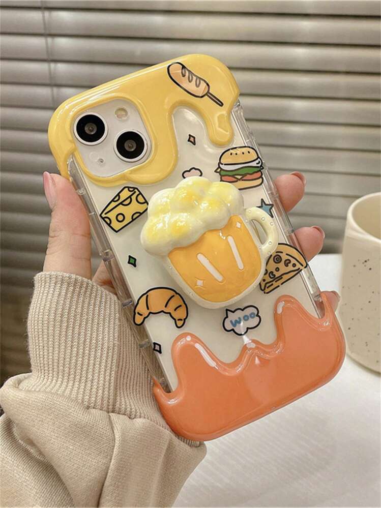 Cheese Pattern Phone Case With Holder - Clear - View 2