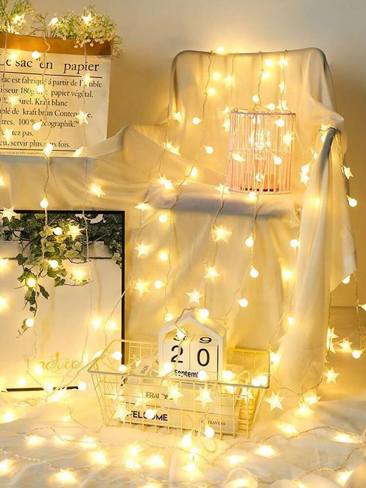 ROMWE Fairycore 1pc String Light With Star Shaped Bulb - Yellow - View 8