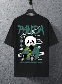 Manfinity Hypemode Men Cartoon & Slogan Graphic Drop Shoulder Tee - Black - View 2